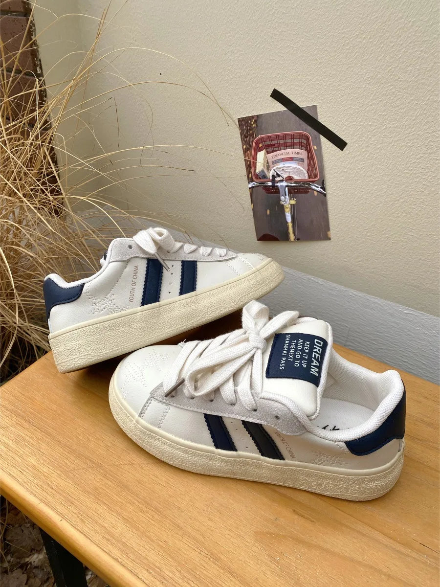 Women's Shoes 2025 Spring New Platforms Sneakers Breathable White Shoes Comfortable Casual Flats Non Slip Vulcanized Shoes