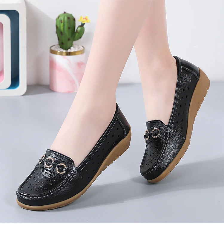 Woman Shoes Breathable Leather Shoes For Women Low Heels Casual Zapatos Mujer Elegant Heel Women's Shoes Flats Female Footwear