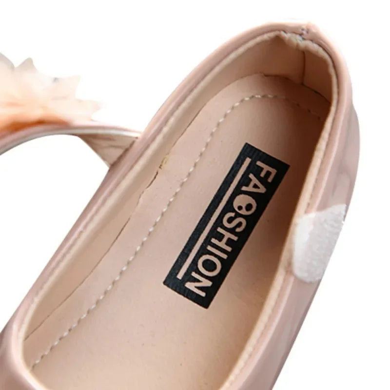 Chaussures princesse douces pour filles, semelle souple, antidérapantes, en cuir, plates, décontractées