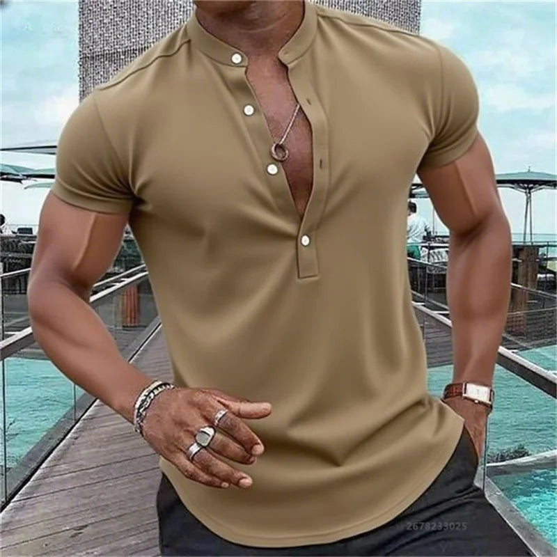 Chemise MC Hawaiian Uni Col Montant
