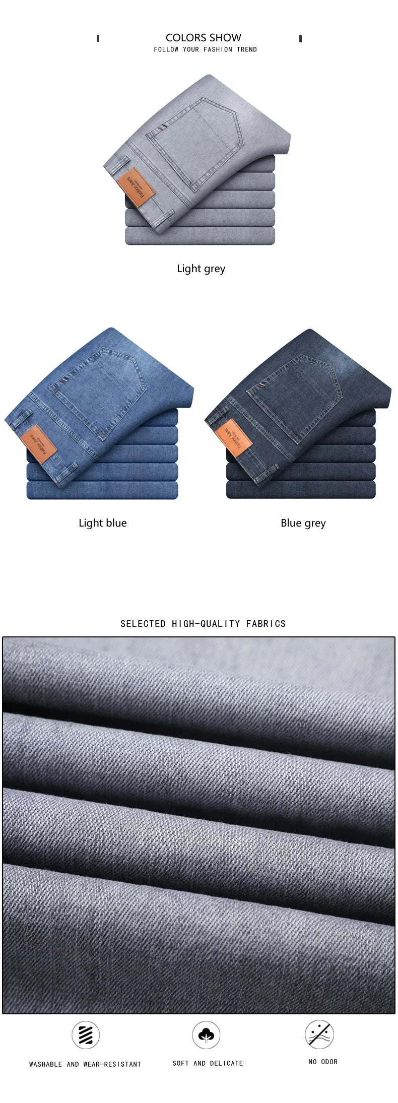 Jean Homme Leger Coton Stretch Gris Clair