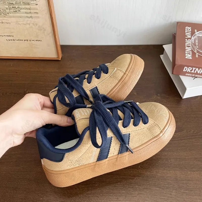 Women's Shoes 2025 Spring New Platforms Sneakers Breathable White Shoes Comfortable Casual Flats Non Slip Vulcanized Shoes