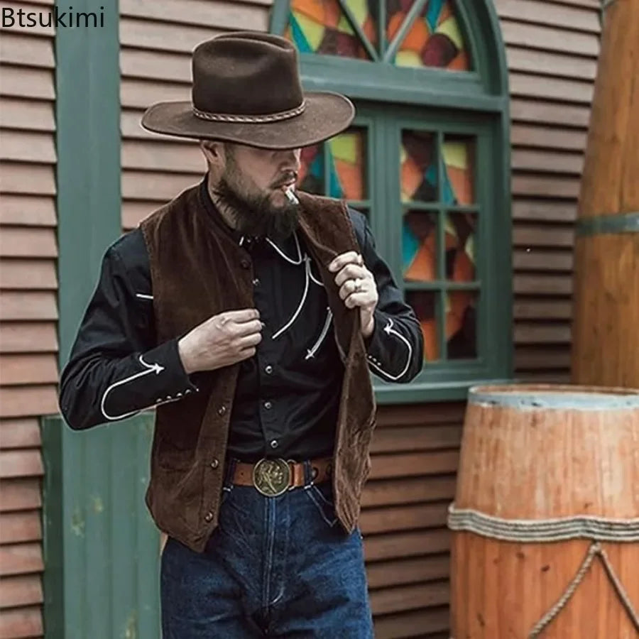 2026 Men's Retro Vest British Style Workwear Corduroy Vestes Casual Coat Single Breasted Sleeveless Jacket for Men Formal Vest