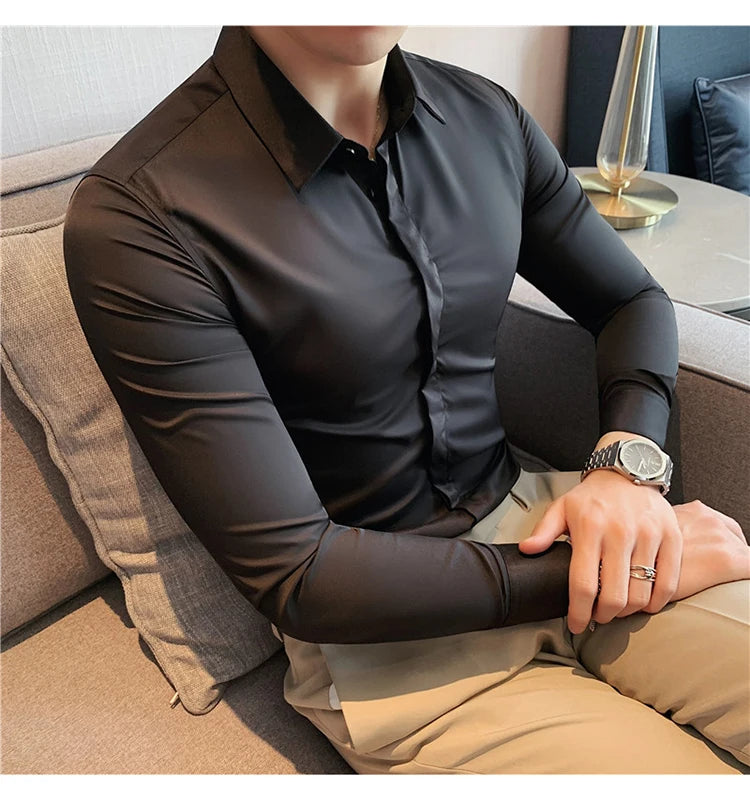 Chemise ML Homme Slim Uni Luxe