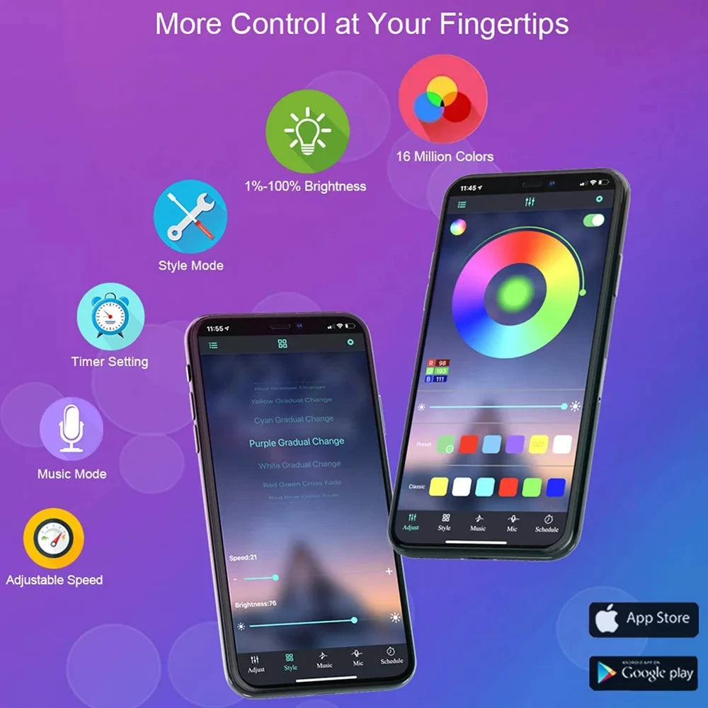 Ruban LED 5050 RGB App Bluetooth Déco