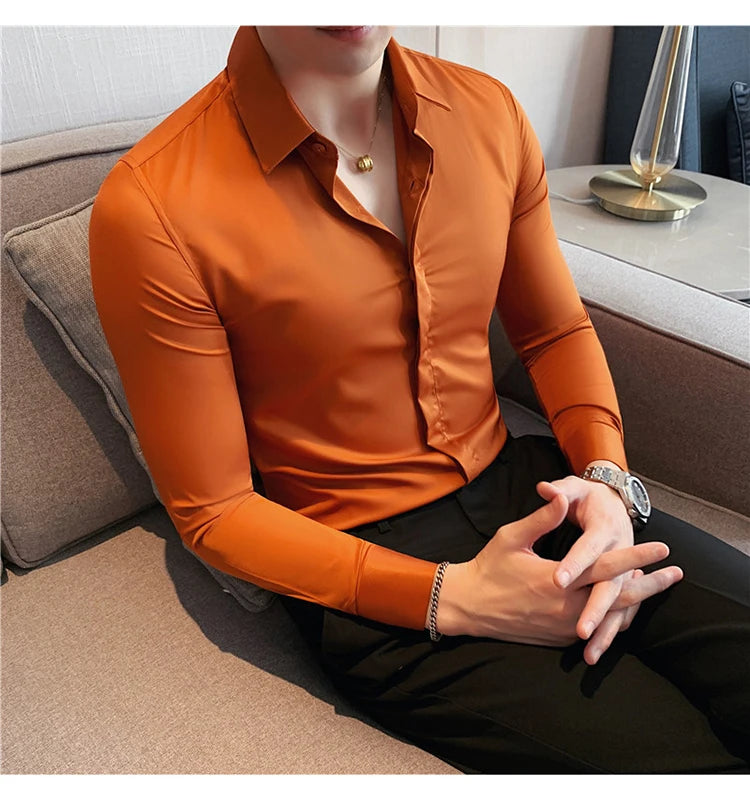 Chemise ML Homme Slim Uni Luxe
