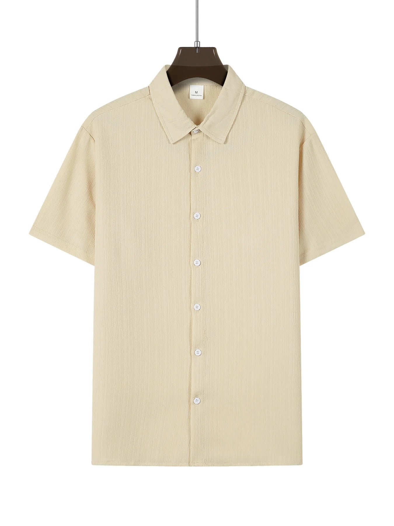 Chemise MC Coton Uni Col Rabattu Beach