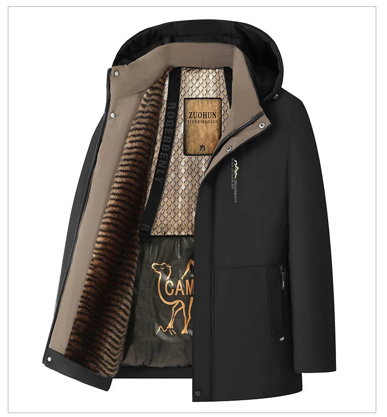 Parka Luxe Fleece Camel Homme Hiver
