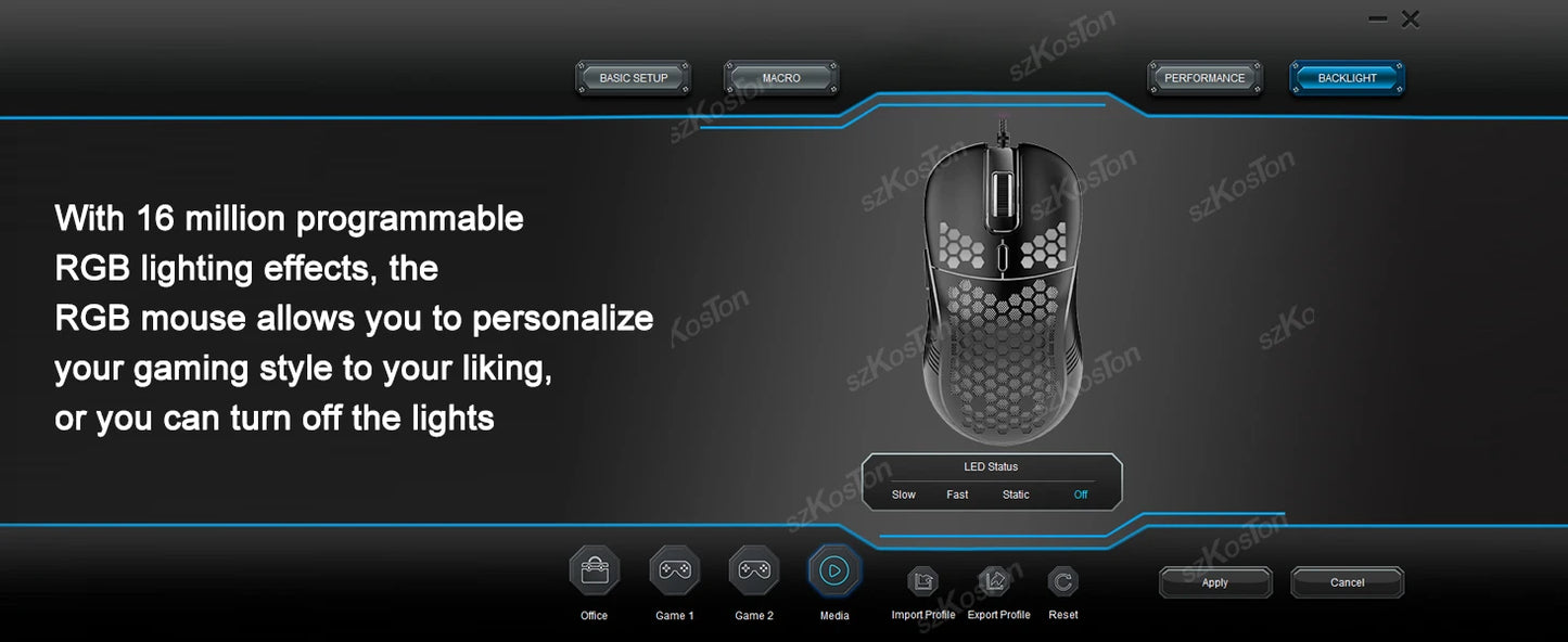 USB Wired Gaming Mouse with RGB Backlight 6 Levels 7200DPI Adjustable Ergonomic Design Mice for Office Laptop PC Computer Gamer