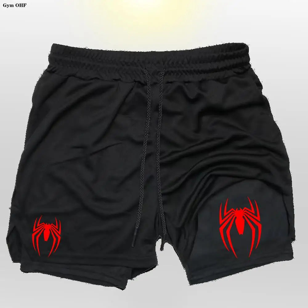 Sport Shorts Men 2099 Spider Sportswear Double-Deck Running Shorts 2 In 1 Beach Bottoms Summer Gym Fitness Training Short Pants