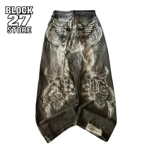 Jean Baggy Y2K Gothic Hip-Hop Taille Haute