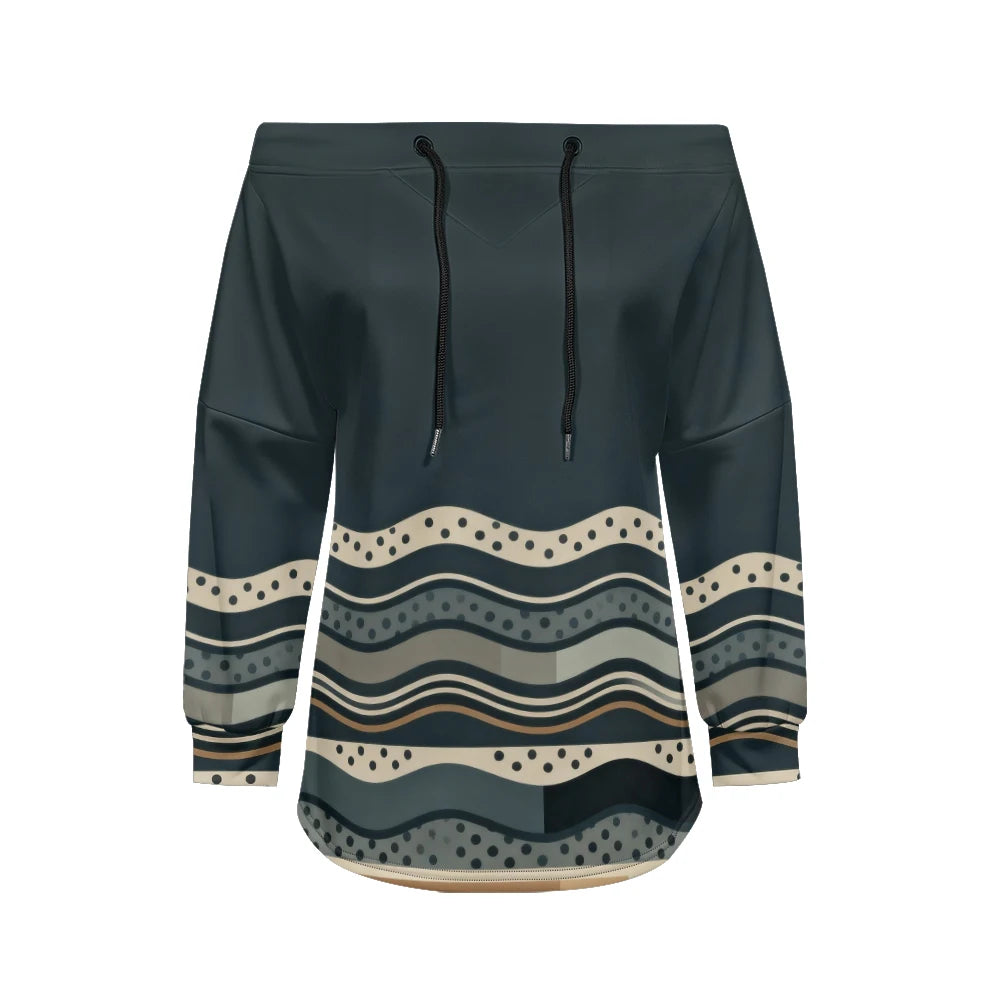 Sweat Off-Shoulder - Motifs Rayures & Pois
