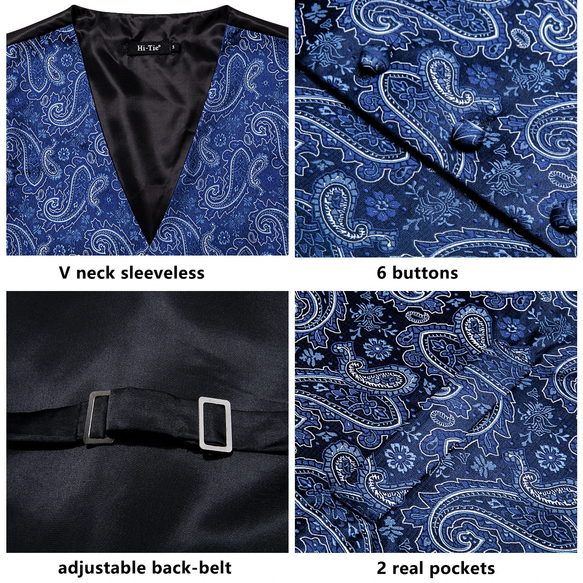 Gilet Cravate Hi-Tie Soie 4 Pieces