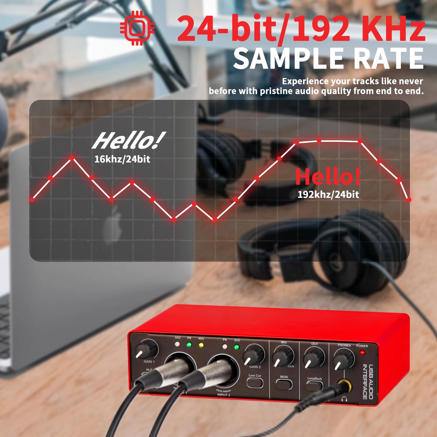External Professional Dual-Channel Audio Interface: A USB audio interface for computers (driver-free), suitable for band recordi