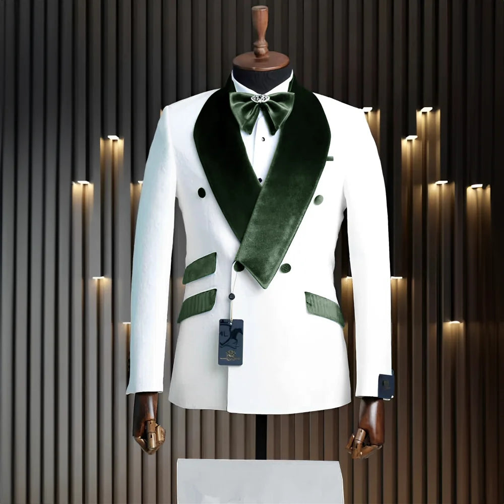 Costume Velours 2 Pieces Mariage Blanc