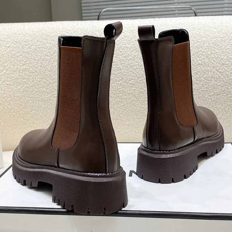 2024 Chelsea boots new thick-soled women's winter shoes for women autumn fashion thick-soled short boots for women