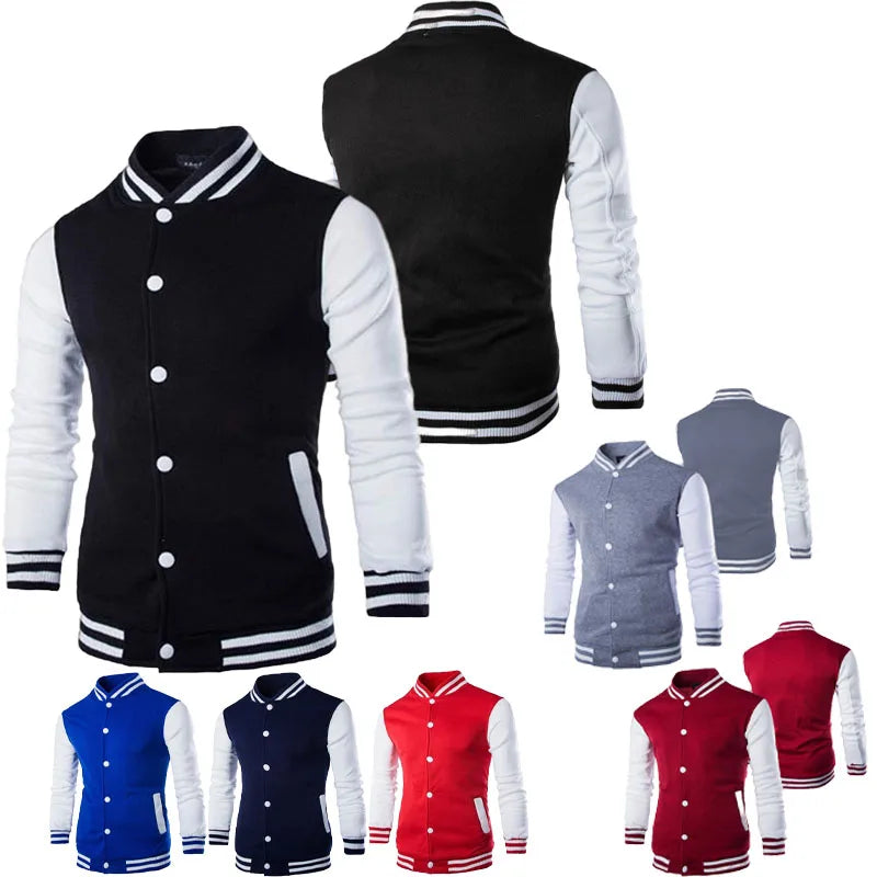 Hoodies Men/Boy Baseball Jacket Men Fashion Design Wine Red Mens Slim Fit College Varsity Jacket Men Harajuku Sweatshirt
