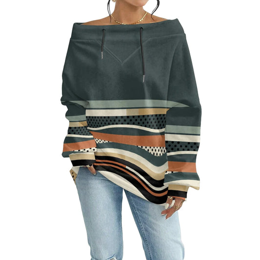 Sweat Off-Shoulder - Motifs Rayures & Pois