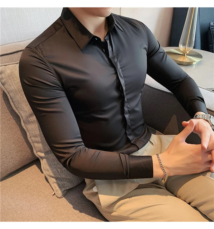 Chemise ML Homme Slim Uni Luxe