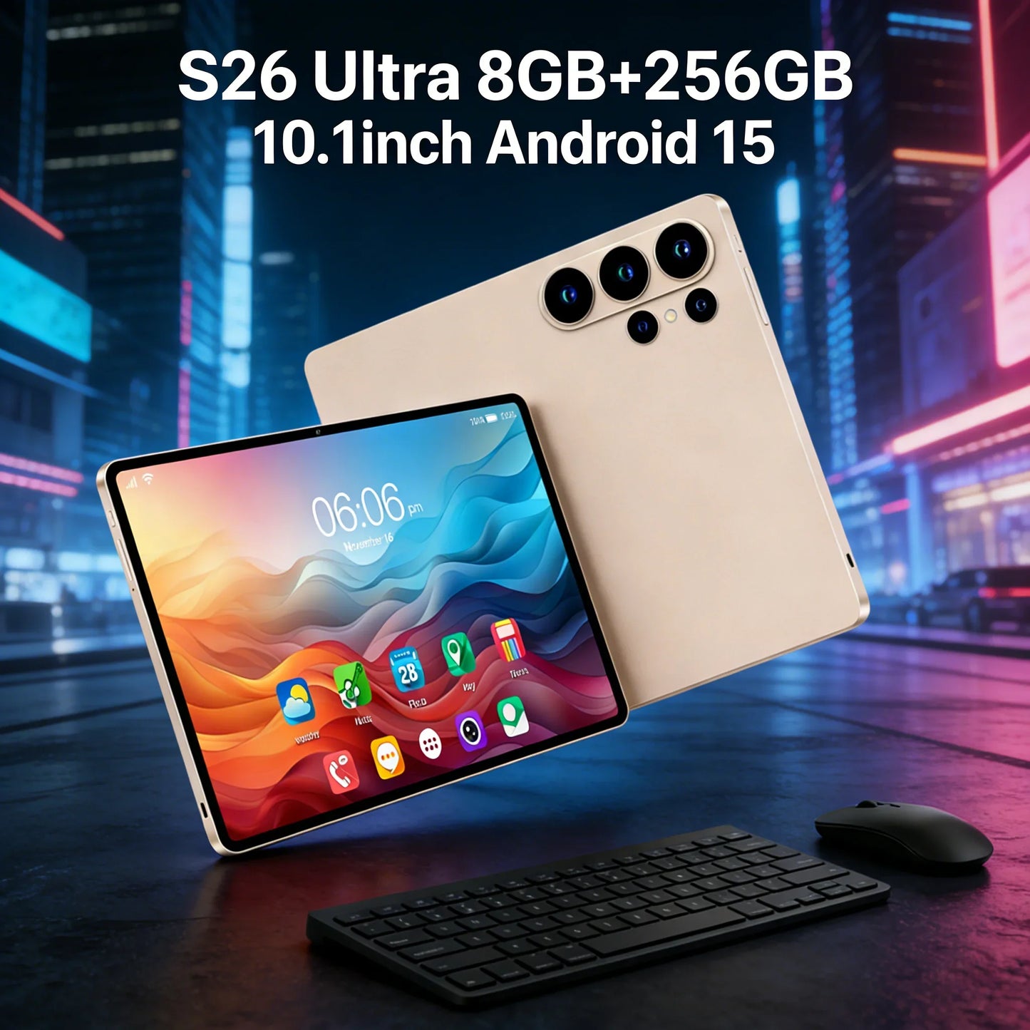 Portable Android 15 Tablet 8GB+256GB, 4000mAh Long Battery, HD Camera for Remote Work & Study
