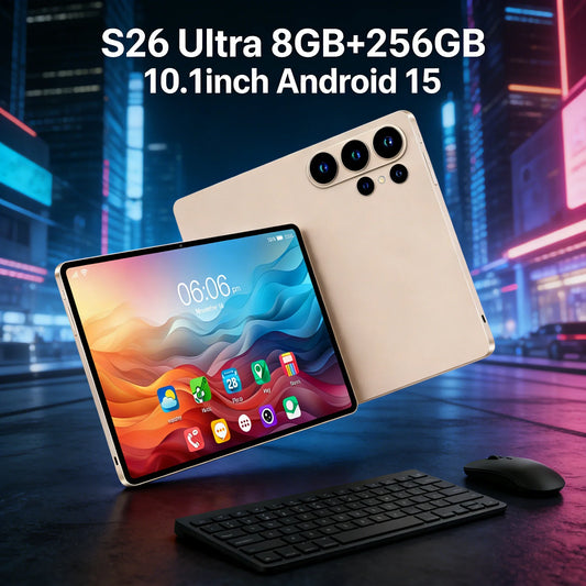 Portable Android 15 Tablet 8GB+256GB, 4000mAh Long Battery, HD Camera for Remote Work & Study