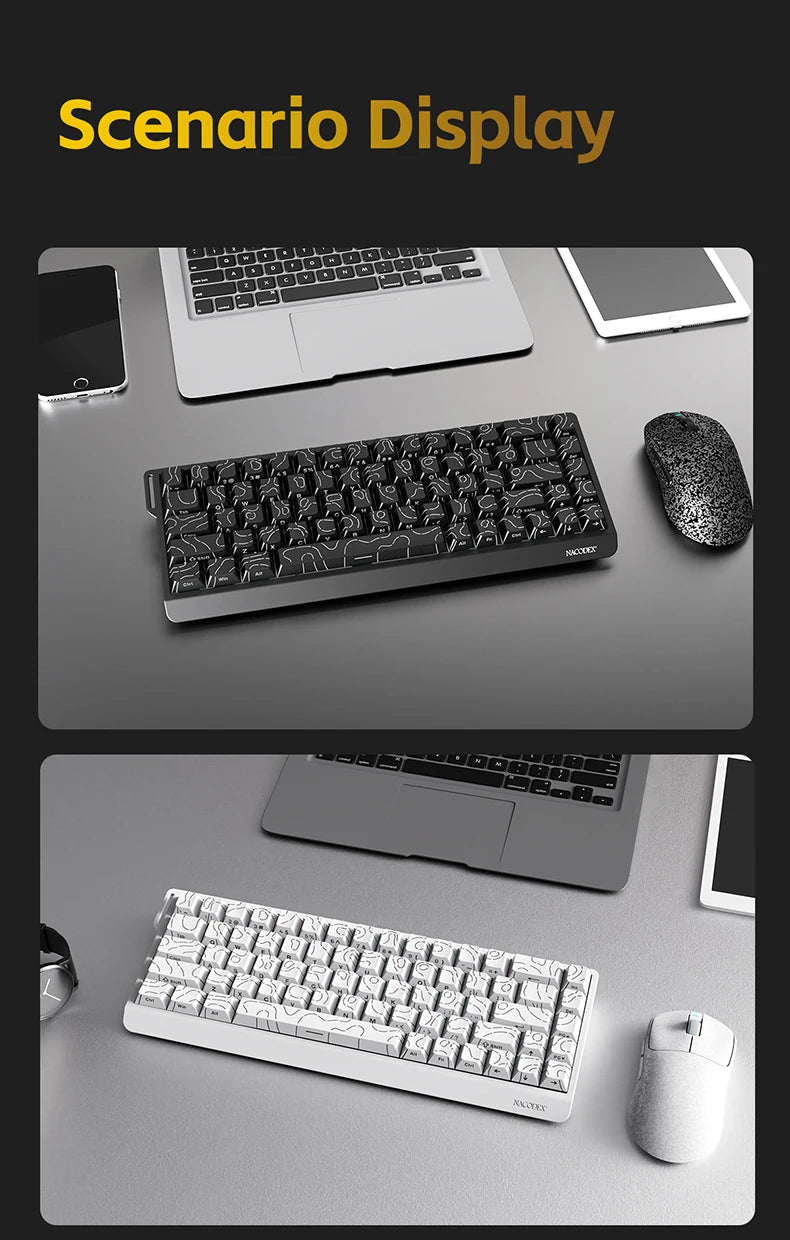 AJAZZ NK68V2 Single-Mode Wired Mechanical Keyboard Portable Gaming Keyboard RGB Hot-Swappable PC Lightweight Mechanical Keyboard