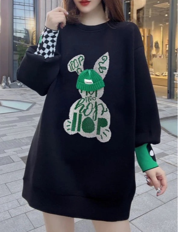 Pull Brodé "Black Graphic" - Style Emo-Korean