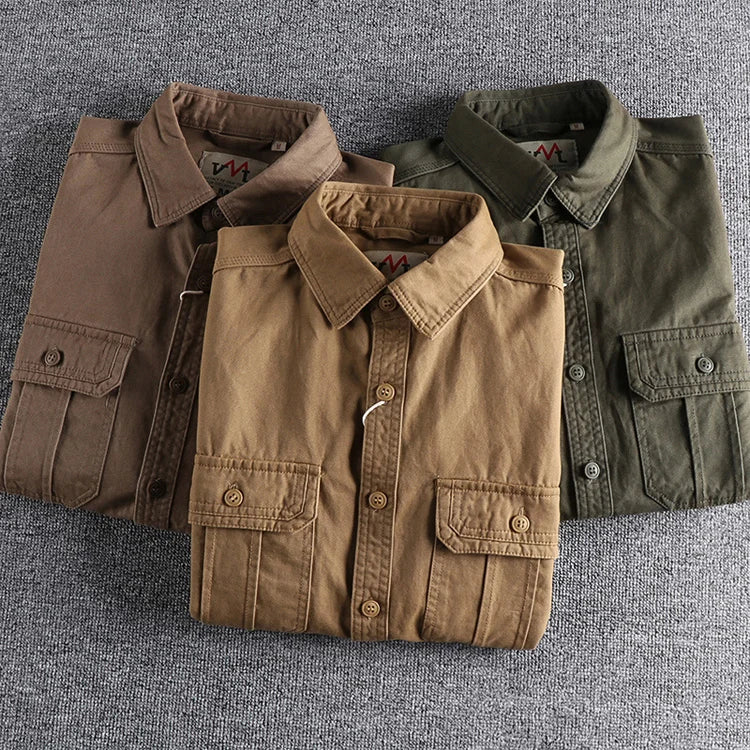 Chemise ML Cargo Coton Retro Japonais