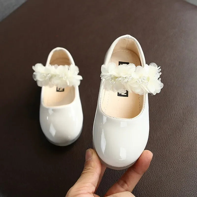 Chaussures princesse douces pour filles, semelle souple, antidérapantes, en cuir, plates, décontractées