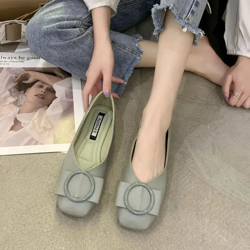 Shoes For Woman 2025 Flat Flats Women's Summer Footwear Low Heel Elegant Pointed Toe White On Promotion 39 Social Chic Point Hot