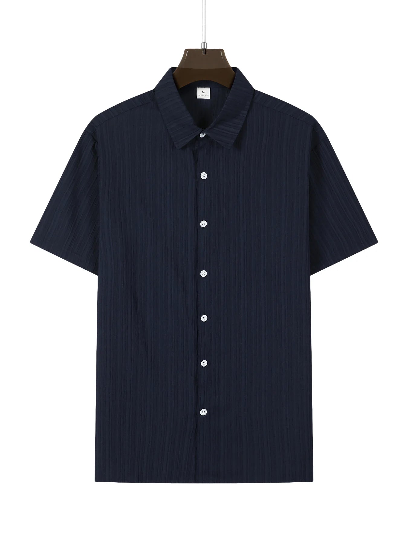 Chemise MC Coton Uni Col Rabattu Beach