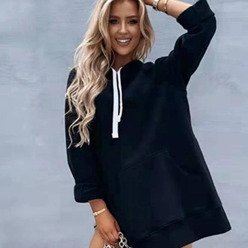 Hoodie Leisure Pocket Motion Solid Color Spring Women Hoodies Long Sleeve Sweatshirt Female Autumn New Fashion Casual CYXX384