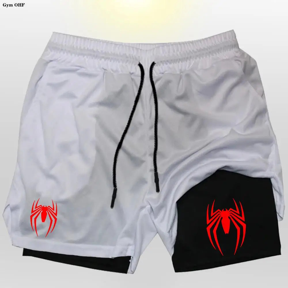 Sport Shorts Men 2099 Spider Sportswear Double-Deck Running Shorts 2 In 1 Beach Bottoms Summer Gym Fitness Training Short Pants