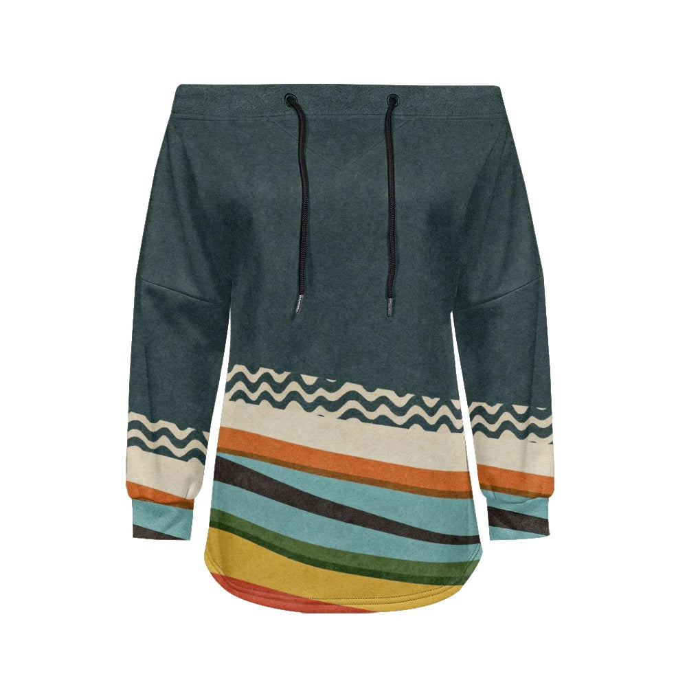 Sweat Off-Shoulder - Motifs Rayures & Pois