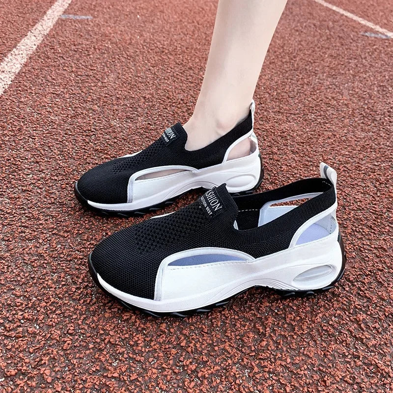 2025 Women Designer Shoes Hollow Outdoor Comfortable Baotou Sneakers Anti-Slip Breathable Out Slip-On Sneakers Zapatos De Mujer