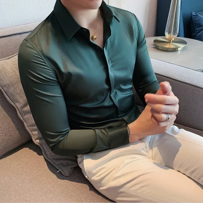Chemise ML Homme Slim Uni Luxe