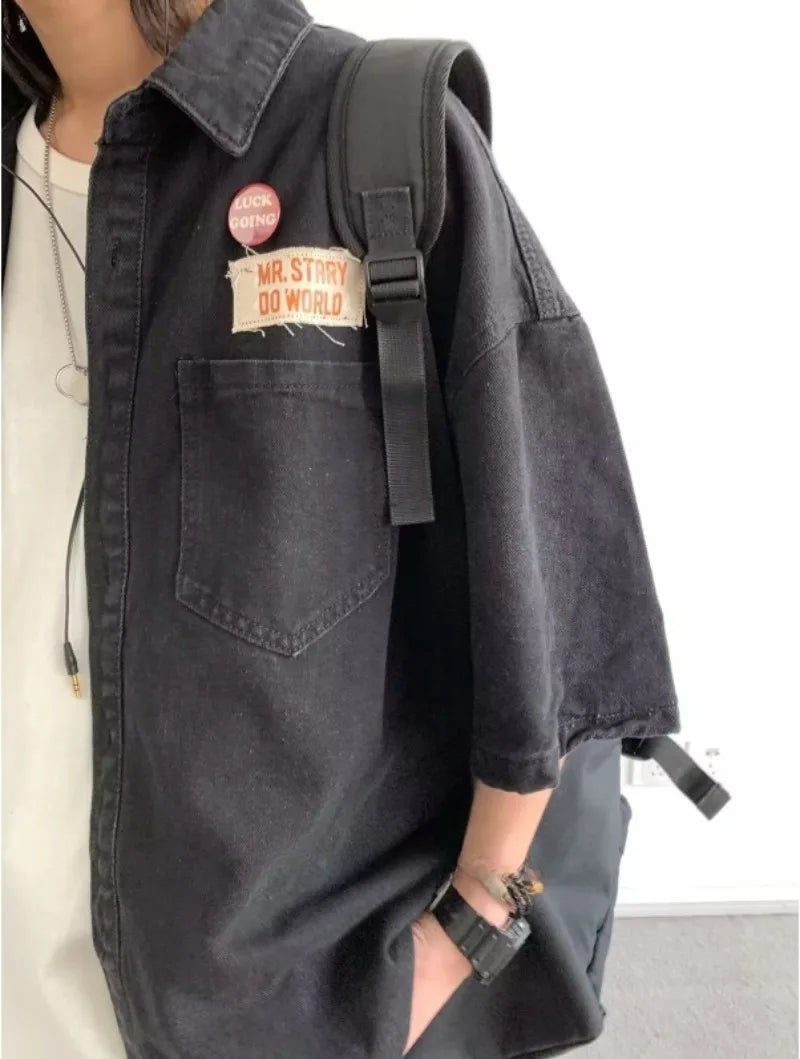 Ensemble Denim Harajuku Chemise Jean Retro