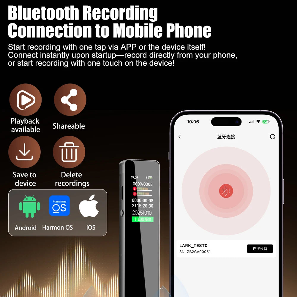 AI Digital Audio Recorder AI Voice to Text/Translation 98% Accuracy ChatGPT 72 Languages HD Noise Reduction Classroom Recording