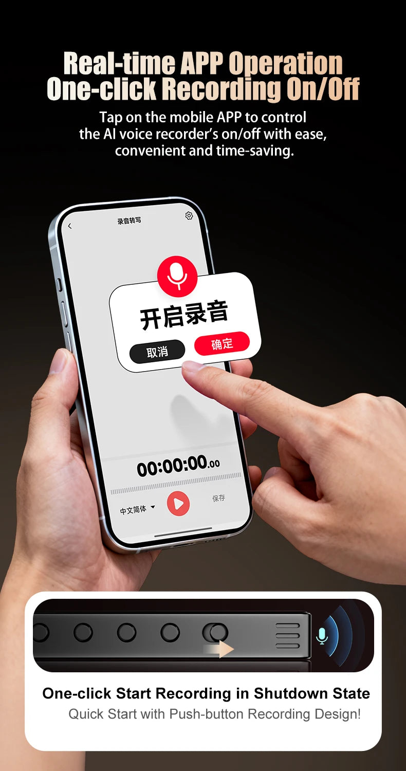 AI Digital Audio Recorder AI Voice to Text/Translation 98% Accuracy ChatGPT 72 Languages HD Noise Reduction Classroom Recording