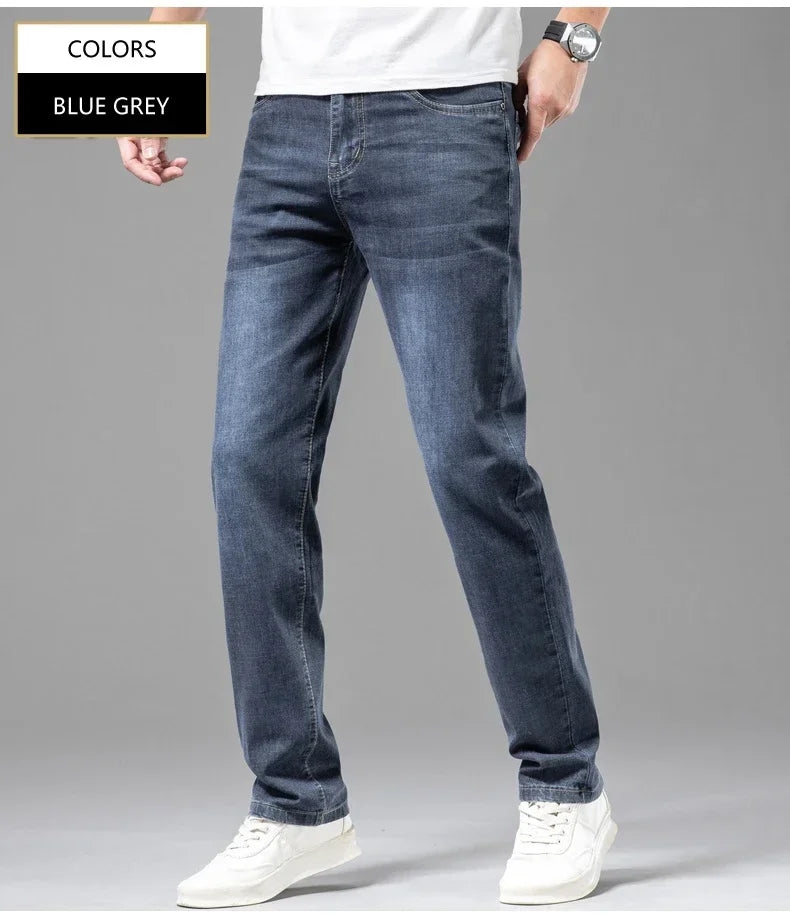 Jean Homme Leger Coton Stretch Gris Clair
