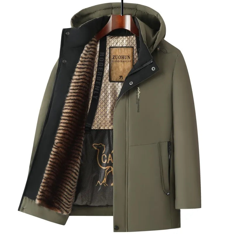 Parka Luxe Fleece Camel Homme Hiver
