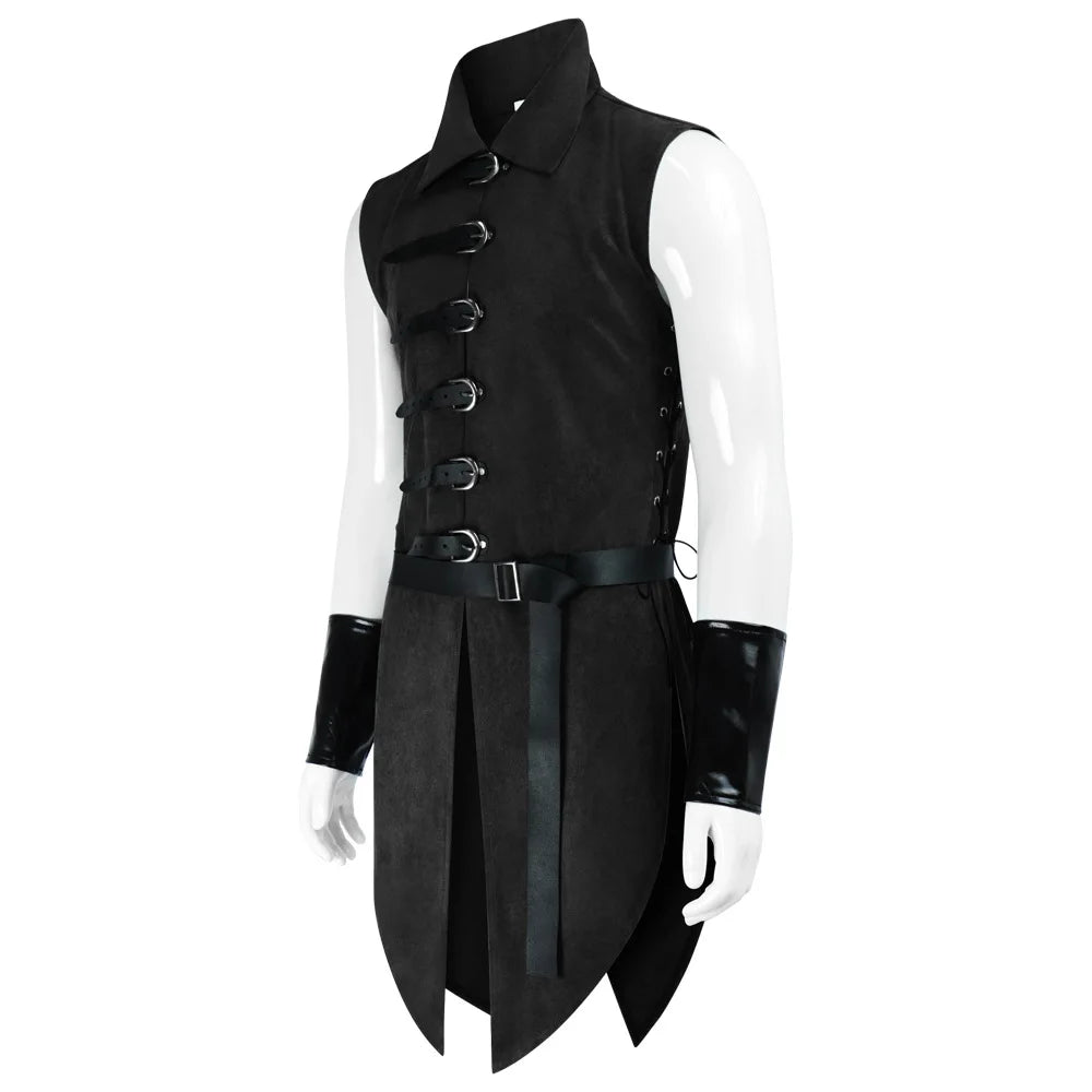 New Man's Fantasy Medieval Tunic Renaissance Vest Up Outerwear Eif Warrior Coats Outerwear Pirate Clothing Halloween Costume