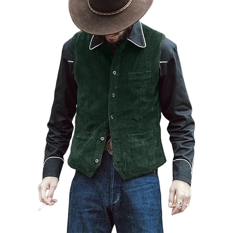 2026 Men's Retro Vest British Style Workwear Corduroy Vestes Casual Coat Single Breasted Sleeveless Jacket for Men Formal Vest