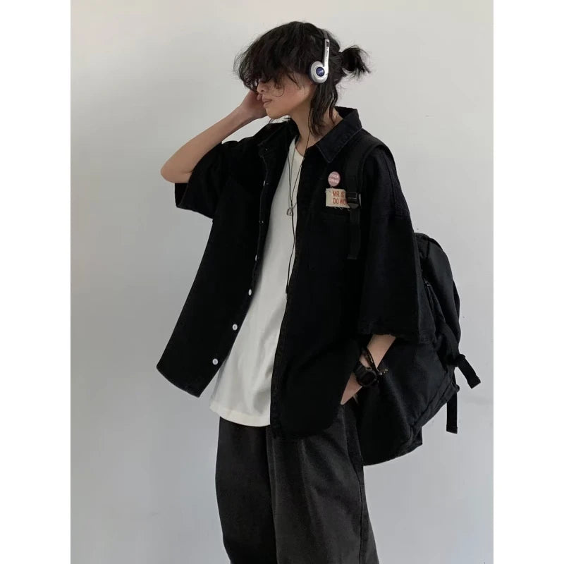 Ensemble Denim Harajuku Chemise Jean Retro