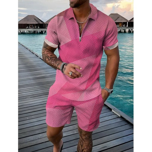Ensemble Polo 3D Geometrique Short