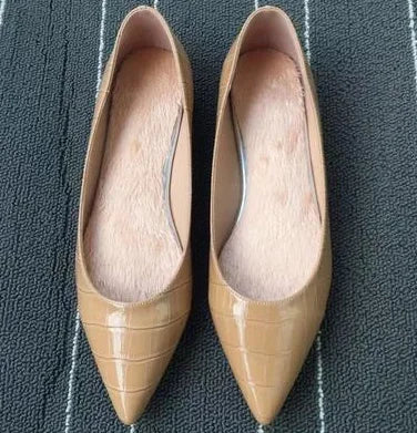 Flat Shoes For Women 2026 Null Ballerine Patent Leather Femmes Black Khaki Wide Fits Moccasines 48-32 29cm American And British
