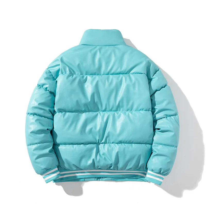 Bomber Parka Homme Cuir PU Matelassee