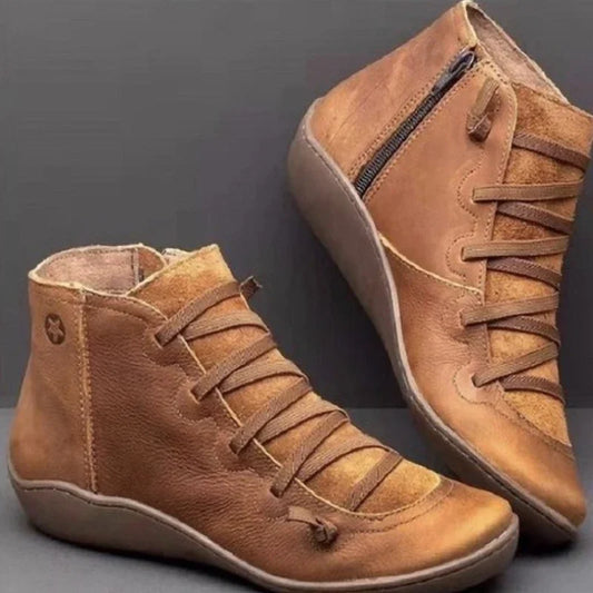 2025 for Women Lace Up Boots Snow Boots Woman Short Vintage Boots Mujer Botas Non-slip Shoes Socofy Chaussures Femmes