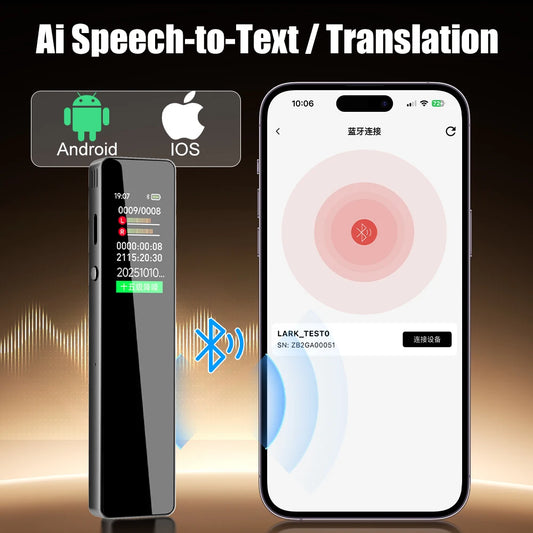 AI Digital Audio Recorder AI Voice to Text/Translation 98% Accuracy ChatGPT 72 Languages HD Noise Reduction Classroom Recording