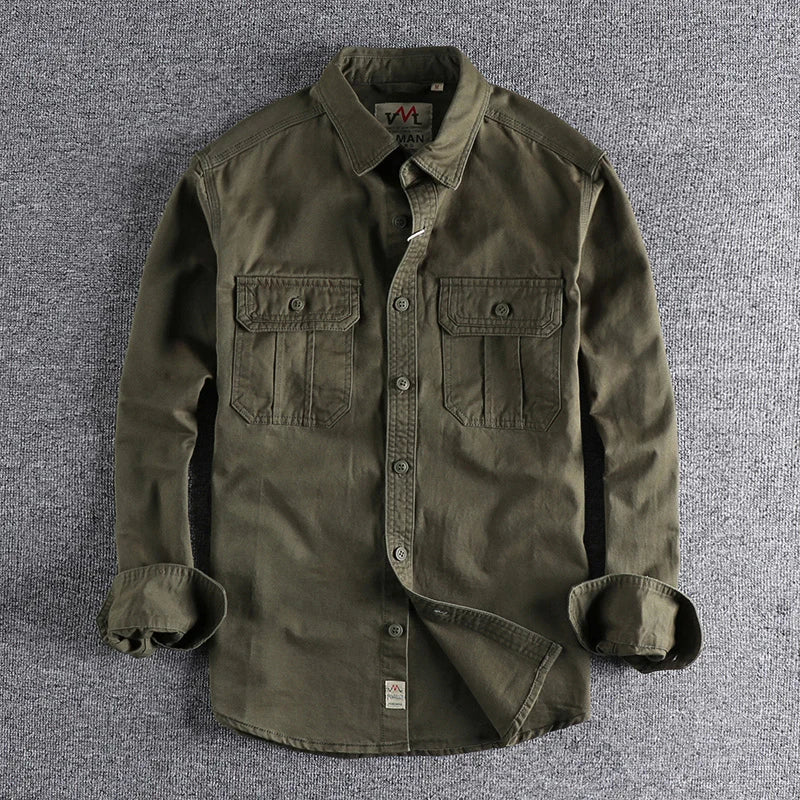 Chemise ML Cargo Coton Retro Japonais
